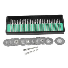 Diamond Cutting Wheels Set, 30Pcs Diamond Burs and 10Pcs Saw Blades Cutting Discs and 2Pcs Mandrels Rotary Tools Accessories for Ceramic Alloy Wood Metal DIY Craft