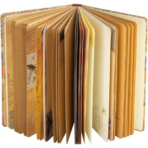 SallyFashion A5 Vintage Travel Journals for Women, European Kraft paper Diary Color Illustrations Notebook Travel Brochures Hardcover Writing Notepad Girl Gift