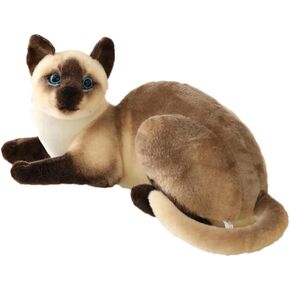 GUDVES Siamese Cat Stuffed Animal, Shorthair Cat Realistic Plush Cat Stuffed Toys, Gift for Kids 12inches (A)