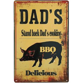 OMMIIY Decor 8''x12'' Metal Wall Decor Dad's BBQ，Barbecue Decoration Sign for Home Bar Room Garage Vintage & Retro Poster Plaque