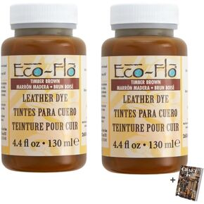 Tandy Leather Eco Flo Leather Dye Timber Brown 2600-05, 2 Pack 4.4Floz DIY Kit, Water Based Low VOC for Natural Veg Tanned Leather Working - Dye Paint for Leather Craft Supplies & Projects, Ebook