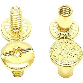 Saddles & Such 3/8" Premium Engraved Solid Brass Chicago Screw Fasteners 10 Pack