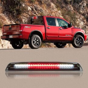 3rd Third Brake Light LED Compatible with 2004-2015 Nissan Titan, 2005-2016 Nissan Frontier, High Mount Stop Third Center Cargo Rear Brake Light Bar Taillight (Black Smoke)