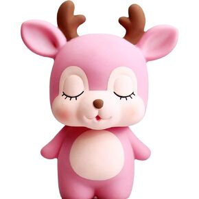 H&W Cute Deer Money Bank (Pink) Unbreakable Piggy Bank Money Box Coin Bank Plastic Saving Coin Box for Boys Girls Kids