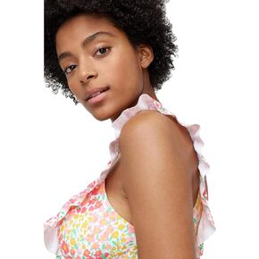 J.Crew Ditzy Floral Ruffle V-Neck Top Pink/Yellow Combo SM