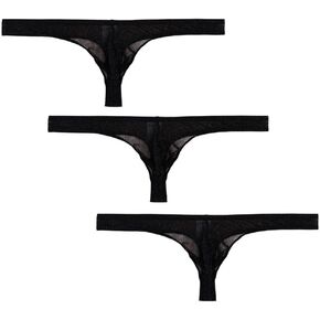 Men's High Stretch Breathable Transparent Mesh Thong Solid Nylon G-string