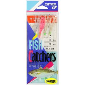 Owner 5525-075 Sabiki Squid Skirt Hooks, 4-Piece, Size-4, Pink/Green Glow