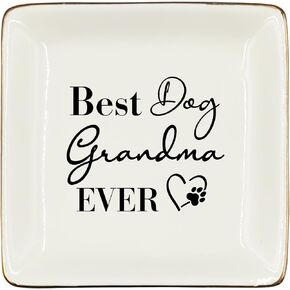 Dog Grandma Gifts Ceramic Jewelry Tray Dish, Dog Mom Gifts for Women, Mothers Day Dog Lovers Pet Owners Gifts for Women, Dog Nana Dog Grammy Dog Grandmother Jewelry Plate Ring Trinket Dish 325