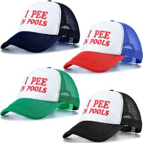 Jiuguva 4 Pcs Funny Trucker Cap I Pee in Pools Hat Retro Funny Baseball Cap Funny Gag Gift Joke Adjustable for Halloween