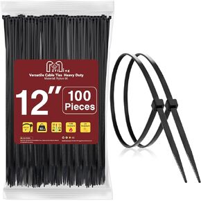 Zip Ties 1000 Pack, 12 Inch Cable Ties Heavy Duty 50lbs Plastic Wire Ties Industrial Cable Zipties Cord Management Black for Home, Office, Gardening