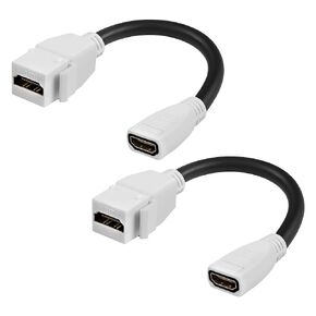 XMSJSIY HDMI Keystone Jack Coupler Female to Female Adapter Snap-in for Keystone Wall Plate 4K@60Hz High Speed Connecotr Support -18CM/7.08INCH 2 Pack