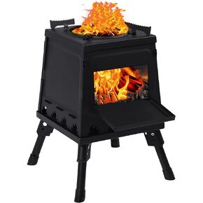 موقد تخييم محمول من الفولاذ الكربوني، موقد خشبي خارجي بأرجل قابلة للطي للتخييم في الهواء الطلق (صغير) in Kuwait