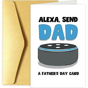 Chenive Funny Technology Father's Day Card for Dad, Tech Geek Fathers Day Card from Son Daughter, Smart Speaker Father's Day Card, Send Dad a Father's Day Card