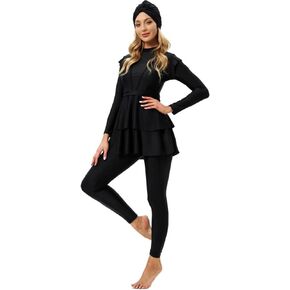 IBTOM CASTLE Modest Muslim Islamic Long Sleeve Burkini for Women Full Cover Swim Rashguard Hijab Swimsuit Bathing Suit