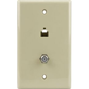 Wall Plate with 1 F-81 Jack, 1 Phone Jack, Ivory