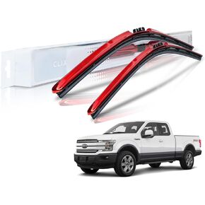 مساحات Clix - شفرات ممسحة الزجاج الأمامي البيضاء من Ford F-Series (22 بوصة/22 بوصة) (F150، F250، F350، F450)، مجموعة أمامية كاملة مناسبة لجميع الأحوال الجوية مكونة من قطعتين، تتضمن مشابك توصيل سريعة (2009-2023) in Kuwait