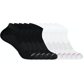U.S. Polo Assn. 10 Pair Women's Athletic Performance Socks - Low Cut Moisture Control Running & Breathable Socks, BLK/WHT 7471 (Shoe Size 4-10)