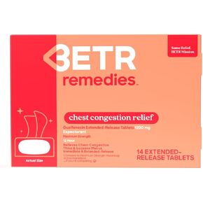 BETR REMEDIES Chest Congestion Relief - Max Strength Expectorant - 1200 MG Guaifenesin Extended-Release - Relieves Chest Congestion, Thins and Loosens Mucus, Immediate & Extended Release - 14 Caplets in Saudi Arabia