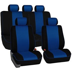 FH Group Automotive Edgy Piping Full Set Car Seat Covers, Airbag Compatible and Split Bench, Easy to Install, Universal Fit for Cars Trucks and SUVs (Black) FB063115