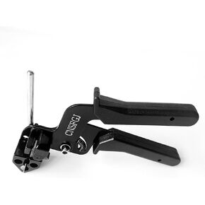 Stainless Steel Cable Tie Gun Adjustable Tensioning and Cutting Tool Metal Tie Wrap Gun Kit Self‑locking and Stepped Cable Ties Pliers for Home Office and Industrial Use (Black)
