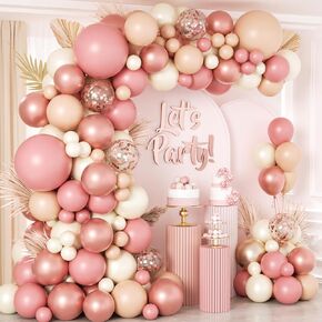 150pcs Blush Pink Balloon Arch Garland Kit, Dusty Pink Nude Ivory White Rose Gold Balloons for Boho Baby Shower Wedding Bachelorette Bridal Shower Birthday Party Decorations