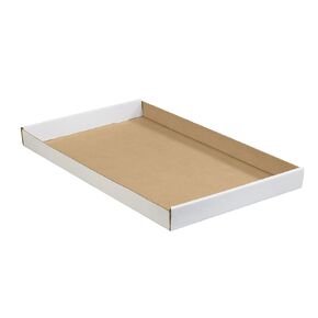 Aviditi Corrugated Cardboard Trays, 24" x 15" x 1 3/4", White, Perfect for Transporting Small and Lightweight Loads, For Packaging or Moving Plants, Cans, Bottles and Other Items, Pack of 50