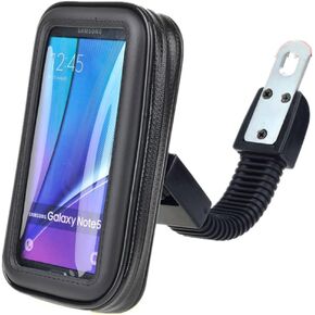 Motorcycle Universal Phone Mount Holder Waterproof Motorcycle Cell Phone Holder with Rain Cover 360° Rotation Motorbike Rearview Mirror Mount, fits All Mobile Phones and GPS Devices