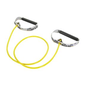 THERABAND Resistance Tubes, Professional Latex Elastic Tubing with Hard Handles, Full Body Exercise, Physical Therapy, Lower Pilates, At-Home Workouts, & Rehab, 48 Inch, Yellow, Thin, Beginner Level 2