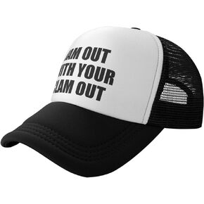 Jam Out with Your Clam Out Funny Adjustable Mesh Trucker Hat for Adults Unisex Classic Hats Fishing Caps Black