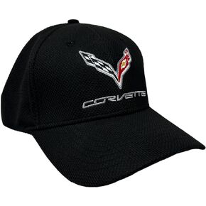 C7 Corvette Embroidered Stretch Fit Hat - Officially Licensed by GM Black