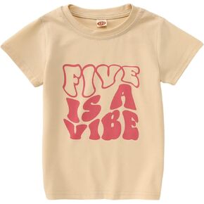 5th Birthday Shirt Outfit Girl Boy Five is A Vibe Fifth Birthday T-Shirt Gift 5 Year Old Little Kids Tees Tops