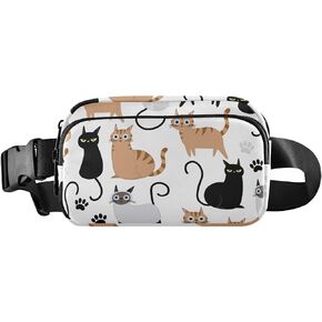 Cute Cat Fanny Pack kitten Waist Purse Bag for Women Men Adjustable Belt Bag Waterproof Crossbody Bag for Traveling Running Hiking Outdoor