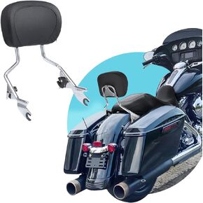 Detachable Rear Passenger Sissy Bar Backrest Pad ​for Harley Road Glide Street Touring Road King Electra Glide 2009-2023 (black)