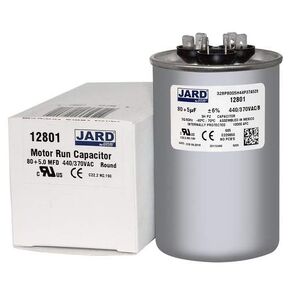 80 + 5 x 370/440 VAC Round Dual Run Capacitor by Jard # 12801