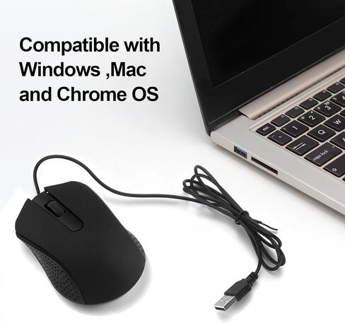2 Pack Wired Mouse, Ergonomic Computer Mouse,USB Wired Computer Mouse for Right or Left Hand, with Durable Clicks for PC, Computer, Laptop, Desktop, Chromebook, Notebook, Mac (Black) in Saudi Arabia