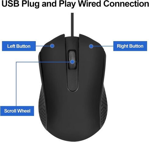 2 Pack Wired Mouse, Ergonomic Computer Mouse,USB Wired Computer Mouse for Right or Left Hand, with Durable Clicks for PC, Computer, Laptop, Desktop, Chromebook, Notebook, Mac (Black) in Saudi Arabia