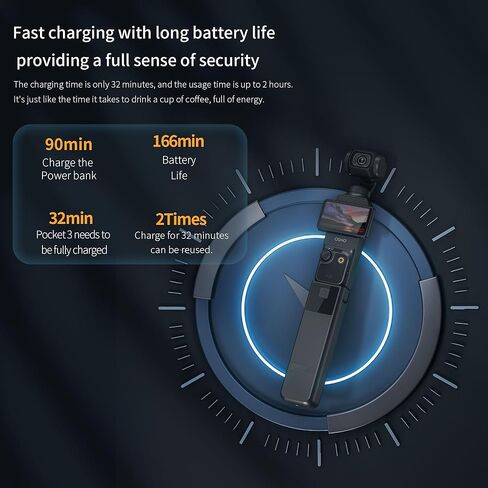 جيب 3 مقبض بطارية 4000 مللي أمبير متوافق مع DJI Osmo Pocket 3,22.5W شحن سريع 1/4 بوصة منفذ خيط لسهولة الاتصال بالحامل ثلاثي القوائم in Kuwait