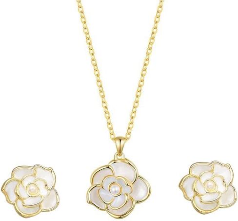 AILUOR Black Rose Camellia Flower Jewelry Sets, Fashion Wedding Bridal Crystal Flower Pendant Statement Necklace Hook Earrings Set for Women in Saudi Arabia