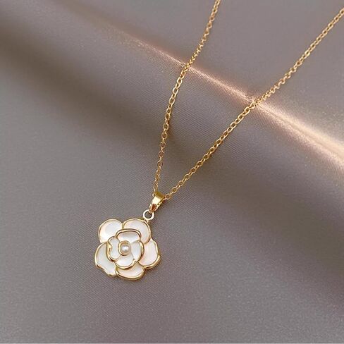 AILUOR Black Rose Camellia Flower Jewelry Sets, Fashion Wedding Bridal Crystal Flower Pendant Statement Necklace Hook Earrings Set for Women in Saudi Arabia