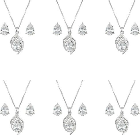 Bridesmaid Jewelry Set for Women,Pendant 18K Gold & Silver & Rose Gold Pendant Necklace Earrings Set,Dainty Gift for Wedding/Proposal/Party/Prom/Anniversary in Saudi Arabia