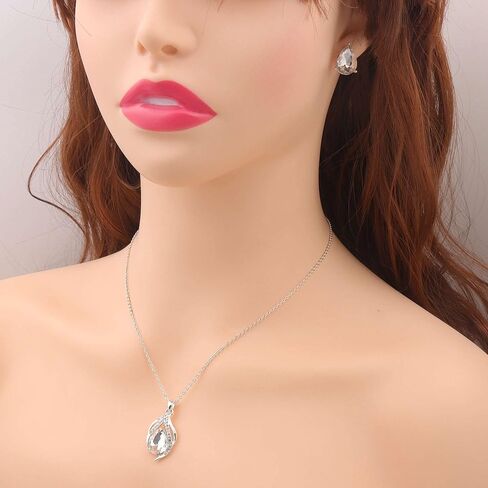 Bridesmaid Jewelry Set for Women,Pendant 18K Gold & Silver & Rose Gold Pendant Necklace Earrings Set,Dainty Gift for Wedding/Proposal/Party/Prom/Anniversary in Saudi Arabia