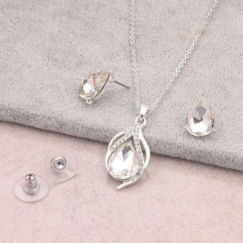 Bridesmaid Jewelry Set for Women,Pendant 18K Gold & Silver & Rose Gold Pendant Necklace Earrings Set,Dainty Gift for Wedding/Proposal/Party/Prom/Anniversary in Saudi Arabia