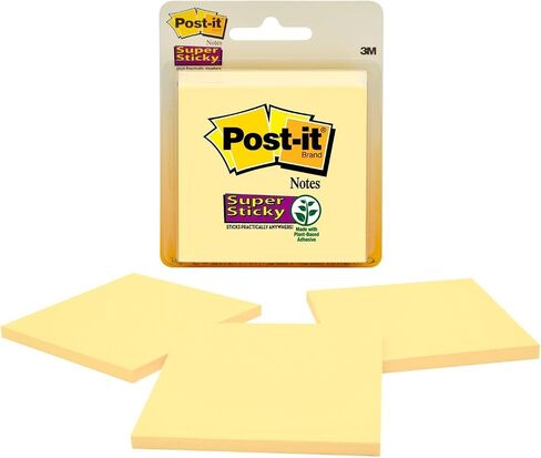 Post-it Super Sticky Notes، 12 لوحة ملاحظات لاصقة، 3 × 3 بوصة، اللوازم المدرسية، المنتجات المكتبية، ملاحظات لاصقة للأسطح الرأسية، الشاشات، الجدران والنوافذ، أصفر كناري in Saudi Arabia