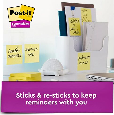 Post-it Super Sticky Notes، 12 لوحة ملاحظات لاصقة، 3 × 3 بوصة، اللوازم المدرسية، المنتجات المكتبية، ملاحظات لاصقة للأسطح الرأسية، الشاشات، الجدران والنوافذ، أصفر كناري in Saudi Arabia