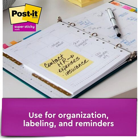 Post-it Super Sticky Notes، 12 لوحة ملاحظات لاصقة، 3 × 3 بوصة، اللوازم المدرسية، المنتجات المكتبية، ملاحظات لاصقة للأسطح الرأسية، الشاشات، الجدران والنوافذ، أصفر كناري in Saudi Arabia