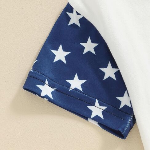 Gueuusu صبي فتاة 4th من يوليو ملابس قصيرة الأكمام الولايات المتحدة الأمريكية التطريز رومبير العلم الأمريكي رومبير يوم الاستقلال الزي الصيفي in Kuwait