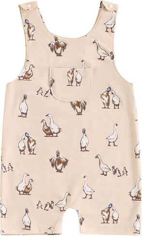 Gueuusu الرضع صبي فتاة ملابس الصيد البقرة/مالارد بطة رومبير أكمام بذلة عموما قصيرة الدنغري رومبير مزرعة الزي in Kuwait