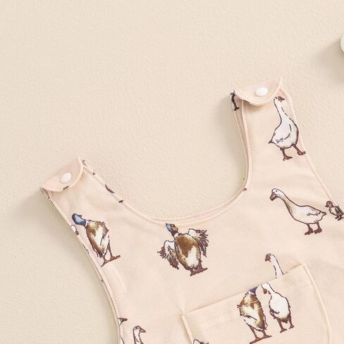 Gueuusu الرضع صبي فتاة ملابس الصيد البقرة/مالارد بطة رومبير أكمام بذلة عموما قصيرة الدنغري رومبير مزرعة الزي in Kuwait