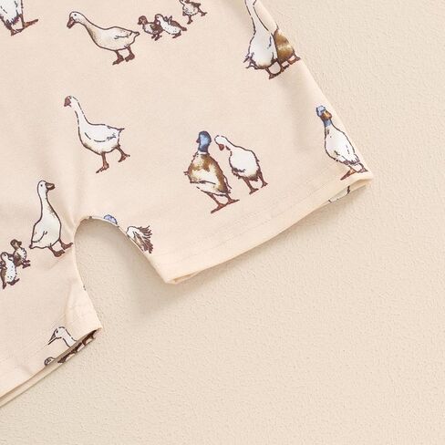 Gueuusu الرضع صبي فتاة ملابس الصيد البقرة/مالارد بطة رومبير أكمام بذلة عموما قصيرة الدنغري رومبير مزرعة الزي in Kuwait