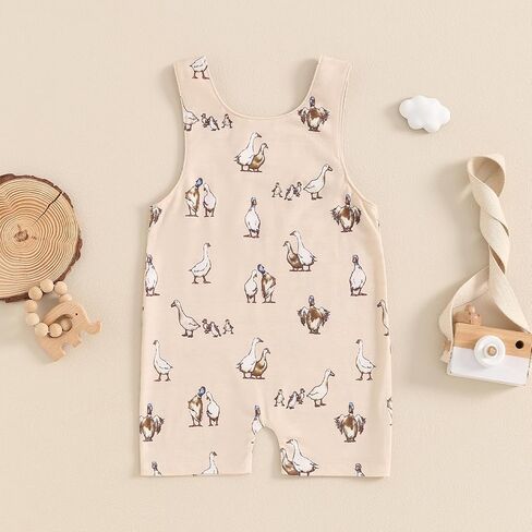 Gueuusu الرضع صبي فتاة ملابس الصيد البقرة/مالارد بطة رومبير أكمام بذلة عموما قصيرة الدنغري رومبير مزرعة الزي in Kuwait